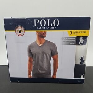 Polo Ralph Lauren Mens Size Small Classic Fit V-Neck 3 Pack‎ T-Shirts New